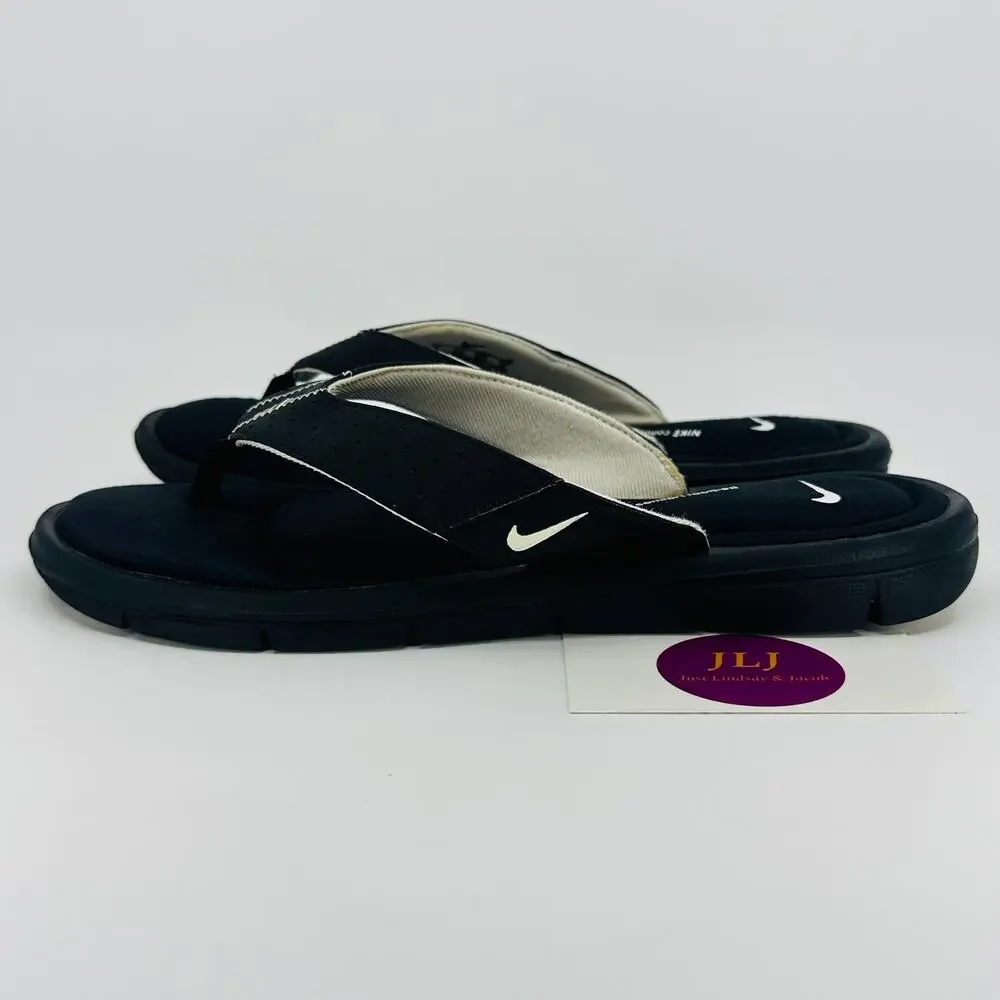 Nike Women's Comfort Thong Flip Flop Sandals Black/White 354925-011 Size 9
